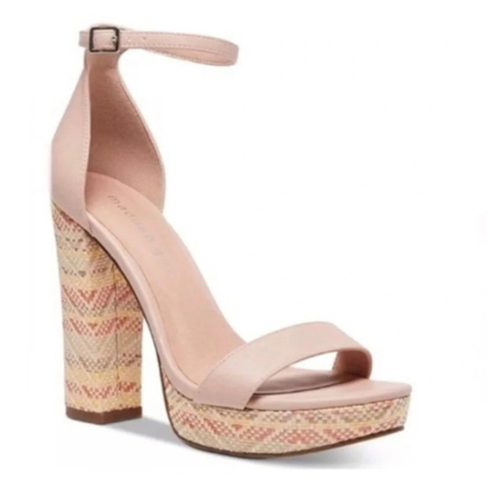 Madden Girl Suzy Open Toe Platform Dress Heeled Sandal Natural Raffia Size 9 NWT